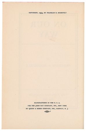 Lot #67 Franklin D. Roosevelt: FDR hand-corrects the first state of On Our Way - Image 4