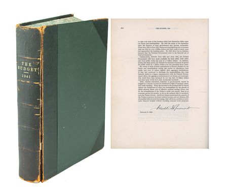 Lot #68 Franklin D. Roosevelt: One of 25 deluxe copies of FDR's budget for 1941 - Image 1
