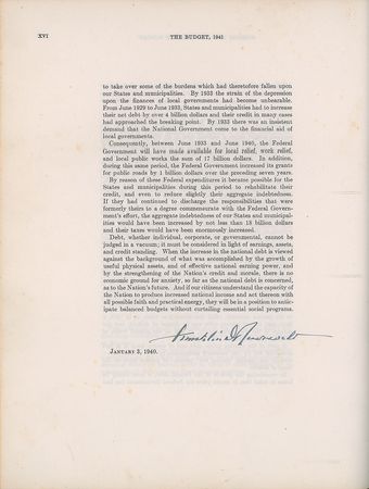 Lot #68 Franklin D. Roosevelt: One of 25 deluxe copies of FDR's budget for 1941 - Image 2