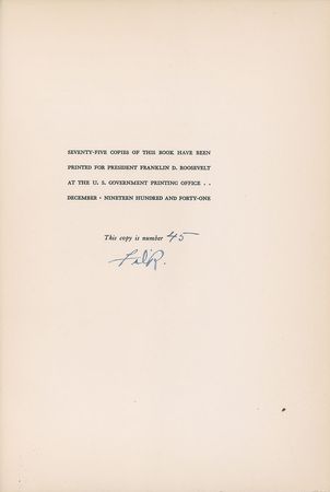 Lot #69 Franklin D. Roosevelt: Exceedingly rare 1941 White House Christmas present?one of 75 copies printed for gift-giving by President Roosevelt - Image 5
