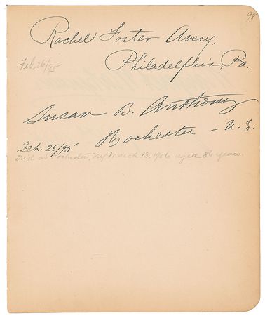 Lot #237 Susan B. Anthony and Rachel Foster Avery Signature - Image 1