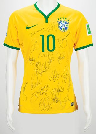 Lot #1154 Soccer: Neymar and Other Brazilian Legends Jersey - Image 1