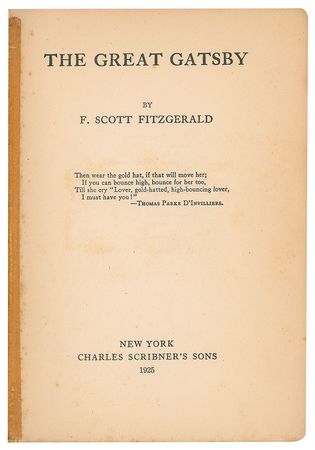 Lot #518 F. Scott Fitzgerald: Sought-after first edition of The Great Gatsby, with rare misprinted dust jacket text affixed inside - Image 4