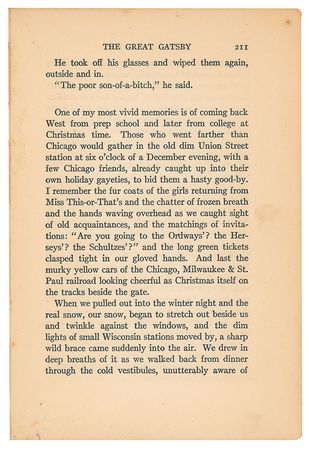 Lot #518 F. Scott Fitzgerald: Sought-after first edition of The Great Gatsby, with rare misprinted dust jacket text affixed inside - Image 10