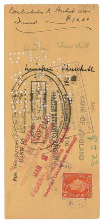 Lot #212 Winston Churchill: Three weeks after Pearl Harbor, Prime Minister Churchill receives an American donation to the 