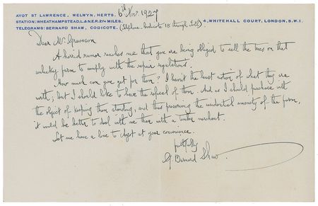 Lot #541 George Bernard Shaw Handwritten Letter Signed - Image 1