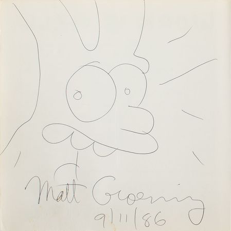 Lot #484 Matt Groening: Super early Groening sketch, seven months before the first Simpsons short - Image 2