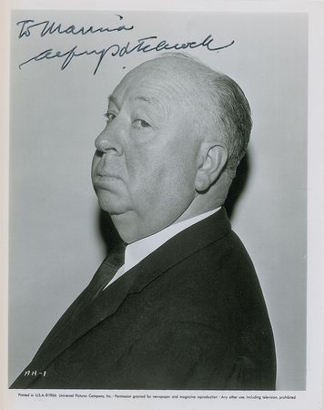Lot #825 Alfred Hitchcock: Boldly signed portrait of Hollywood's master of suspense - Image 1