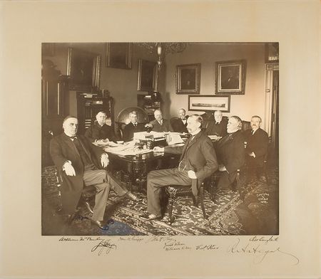 Lot #34 William McKinley and Cabinet: Massive 1898 roundtable portrait of McKinley's cabinet - Image 1