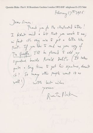 Lot #559 Quentin Blake Letters - Image 1