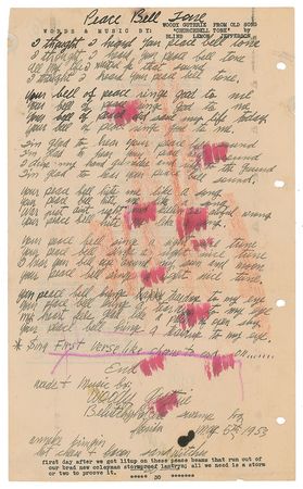 Lot #676 Woody Guthrie: Guthrie draws inspiration from Blind Lemon Jefferson in '53 - Image 1