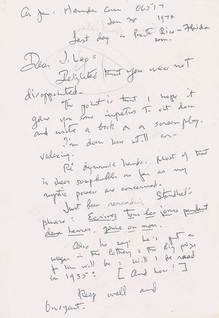 Lot #656 Thornon Wilder: Literary advice from one writer to another: 