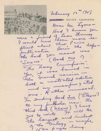 Lot #628 Henry Miller: 