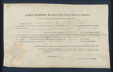 Lot #6 James Madison Signed Document
