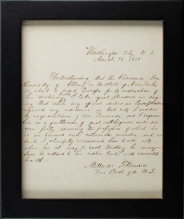 Lot #17 Millard Fillmore: Rare handwritten letter as vice president, recommending an Albany doctor 