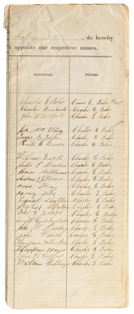 Lot #232 Charles 'Black Bart' Boles: Rare Civil War document signed 22 times by 'Black Bart,' the notorious stagecoach robber - Image 1