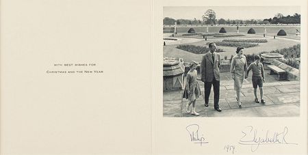 Lot #225 Queen Elizabeth II and Prince Philip Christmas Card - Image 1