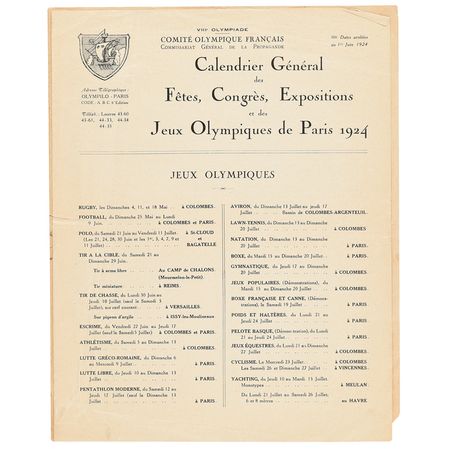 Lot #3028  Paris 1924 Summer Olympics Opening Ceremony Program - Image 2