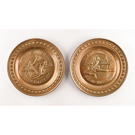 Lot #3059  Squaw Valley 1960 Winter Olympics Souvenir Metal Wall Plates - Image 1