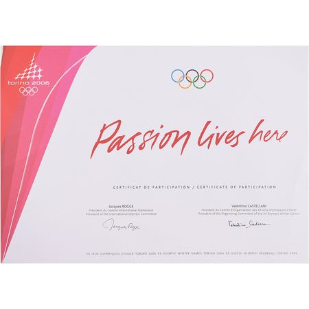 Lot #3121  Torino 2006 Winter Olympics Participation Diploma - Image 1