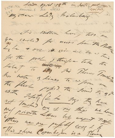 Lot #188 Lady Emma Hamilton: Rare letter by Lady Hamilton, writing that Nelson?s ?fleet passed the sound on the 31st with safety? - Image 1