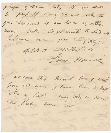Lot #188 Lady Emma Hamilton: Rare letter by Lady Hamilton, writing that Nelson?s ?fleet passed the sound on the 31st with safety? - Image 2