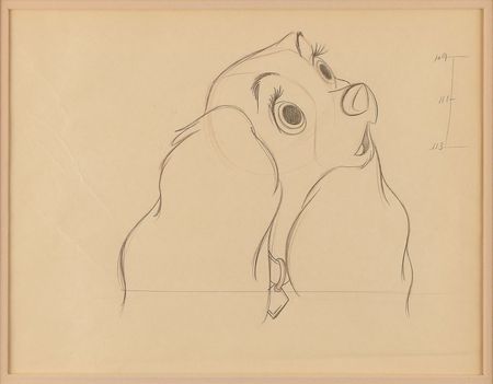 Lot #1045 Lady production drawing from Lady and the Tramp Production Drawing - Image 1