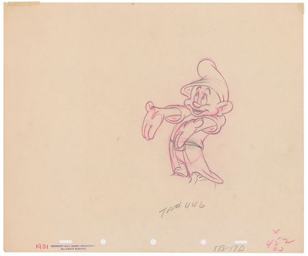 Lot #1013 Dopey production drawing from Snow White and the Seven Dwarfs Production Drawing - Image 2