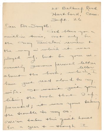 Lot #444 Sinclair Lewis Handwritten Letter Signed - Image 1