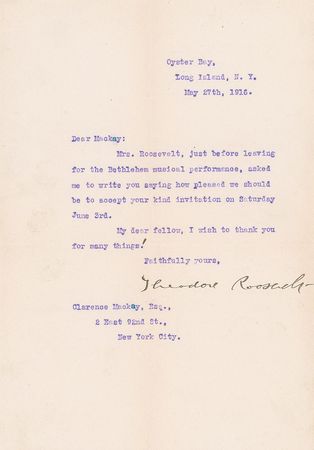 Lot #58 Theodore Roosevelt Typed Letter Signed - Image 1