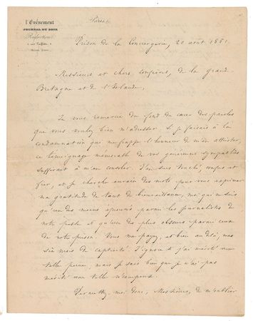 Lot #440 Charles Hugo Handwritten Letter Signed - Image 1