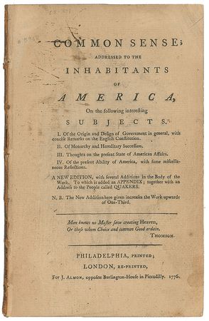 Lot #182 Thomas Paine: Rare First London edition of Common Sense, with additions by Paine - Image 1
