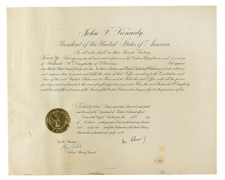 Lot #80 John F. Kennedy: Presidential appointment for a long-serving Oklahoma judge - Image 1