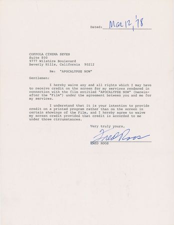 Lot #632 Apocalypse Now: Cast and Crew Signed Documents - Image 4