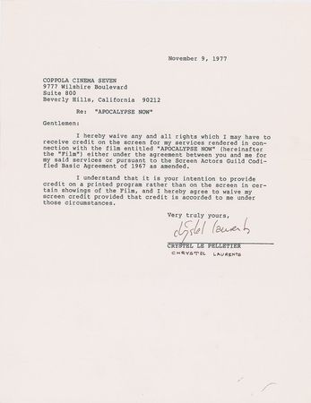 Lot #632 Apocalypse Now: Cast and Crew Signed Documents - Image 9