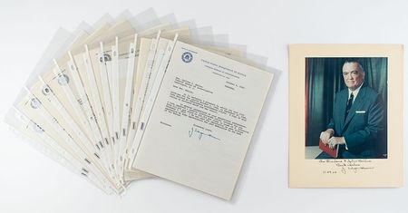 Lot #205 J. Edgar Hoover: 25 items signed by J. Edgar Hoover?the archive of a lifelong FBI secretary - Image 1