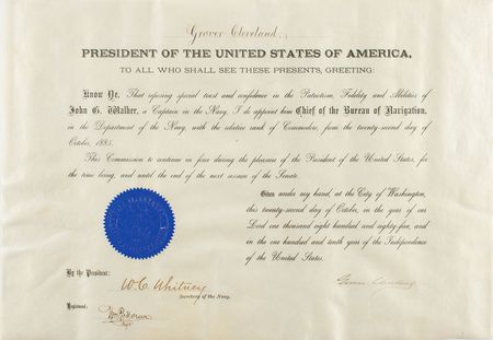 Lot #49 Grover Cleveland: Cleveland commissions John Grimes Walker as 