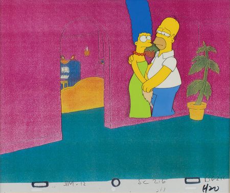 Lot #1134 Homer and Marge Simpson production cel from The Simpsons Production Cel - Image 1