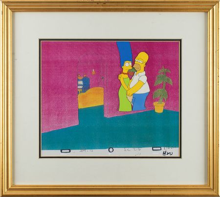Lot #1134 Homer and Marge Simpson production cel from The Simpsons Production Cel - Image 2