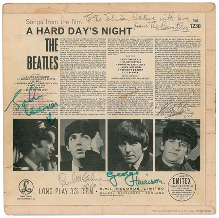 Lot #478 Beatles: A Hard Day's Night signed in full by the Beatles - Image 1