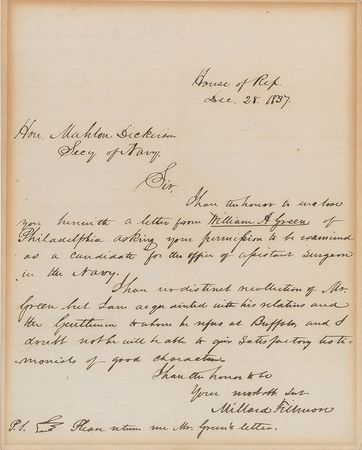 Lot #20 Millard Fillmore Handwritten Letter Signed