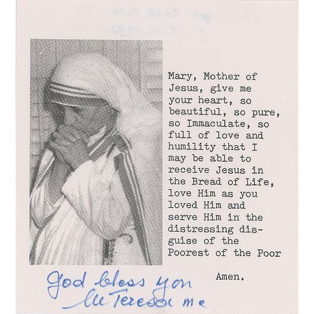Lot #271 Mother Teresa Prayer Slip - Image 1