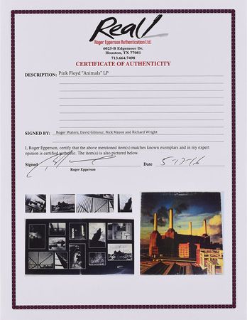 Lot #491 Pink Floyd: Vintage-signed Animals gatefold featuring all four members of Pink Floyd - Image 3