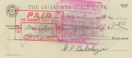 Lot #257 Kennedy Assassination: Oswald, Marina Check - Image 1