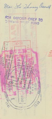 Lot #257 Kennedy Assassination: Oswald, Marina Check - Image 2