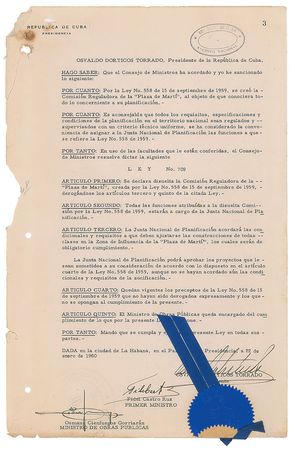Lot #184 Fidel Castro Signed Document - Image 1