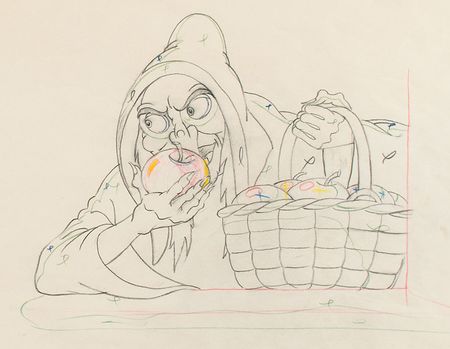 Lot #1010 Wicked Witch production drawing from Snow White and the Seven Dwarfs Production Drawing - Image 2