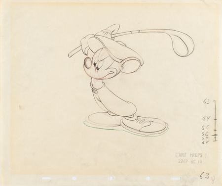 Lot #1031 Mickey Mouse production drawing from Canine Caddy Production Drawing - Image 1