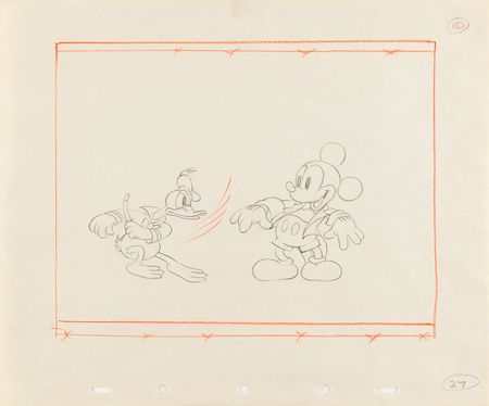 Lot #1011 Mickey Mouse and Donald Duck production drawing from Mickey's Amateurs Production Drawing - Image 1