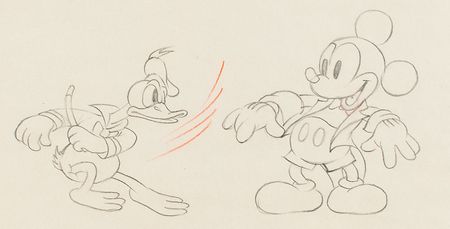 Lot #1011 Mickey Mouse and Donald Duck production drawing from Mickey's Amateurs Production Drawing - Image 2